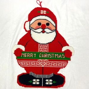 Vintage Holiday Needlepoint Wall Decor